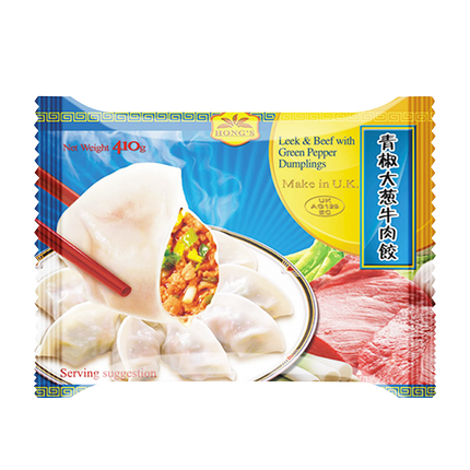 HONG'S Leek & Beef with Green Pepper Dumpling 410g (Frozen) - Longdan Official
