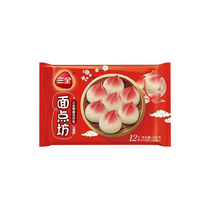 SAN QUAN Peachshaped Sweet Red Bean Paste Bun 360g (Frozen) - Longdan Official Online Store