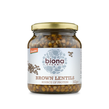 BIONA Organic Brown Lentils Demeter - in Glass Jars 360g - Longdan Online Supermarket
