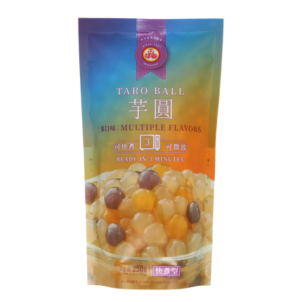 WU FU YUAN Instant Taro Balls - Multiple Flavors (3-min) 250g (Case 36)