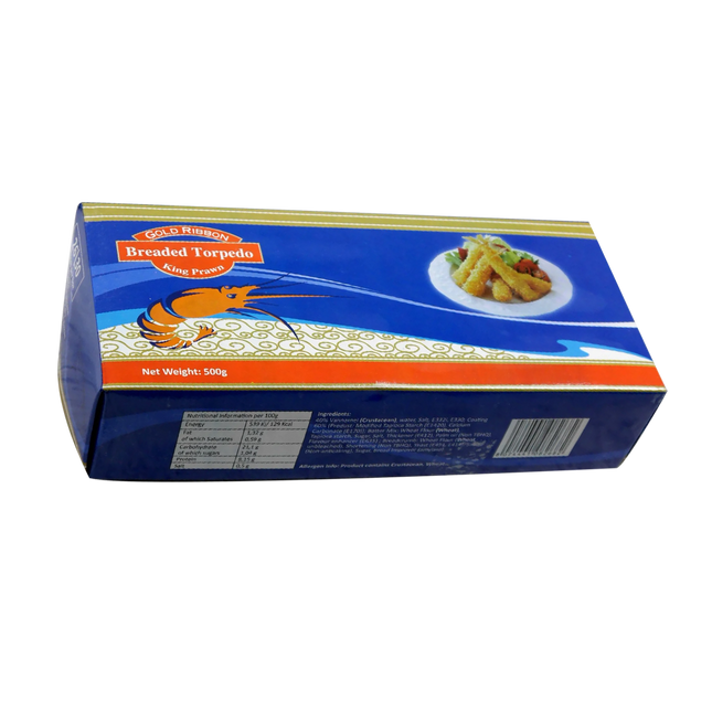 Gold Ribbon Breaded Torpedo King Prawn 500g  (Frozen) (Case 12)