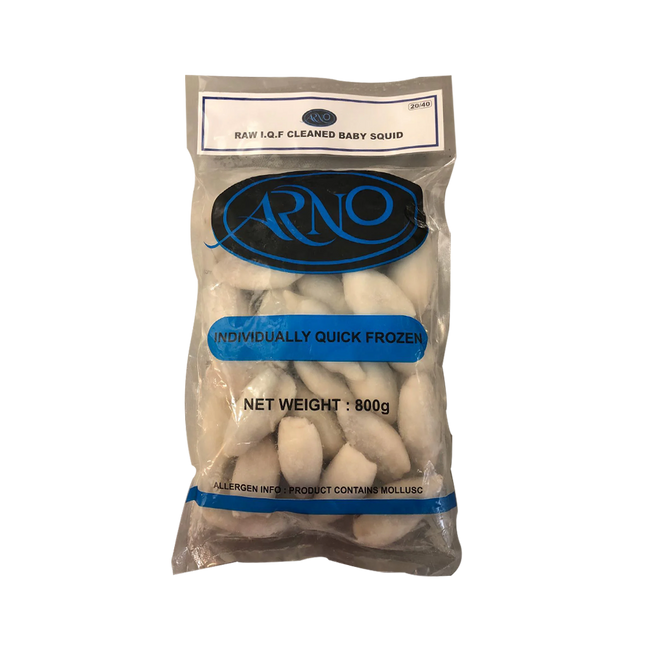 ARNO IQF Whole Cleaned Baby Squid 20/40 1KG (800gnet) (Frozen) (Case 10)