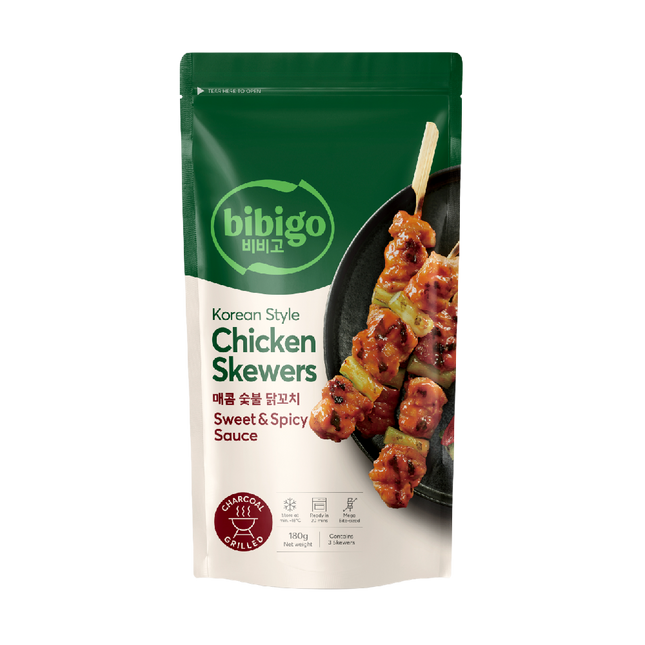 CJ BIBIGO Korean Style Chicken Skewers Sweet & Spicy 180g (Frozen) (Case 10)