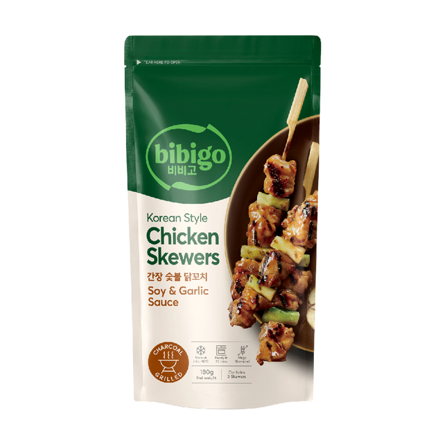 CJ BIBIGO Korean Style Chicken Skewers Soy & Garlic 180g (Frozen) (Case 10)