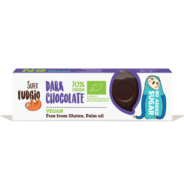 Super Fudgio Organic & Vegan Dark chocolate no-sugar bar 40 g - Longdan Online Supermarket