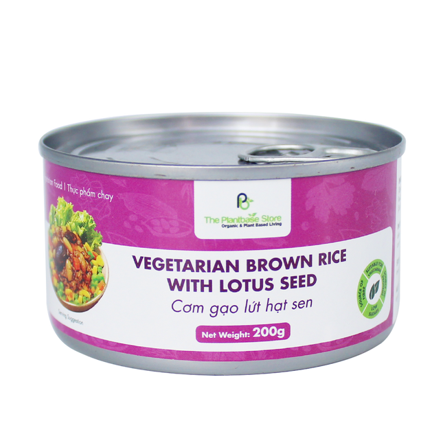 The Plantbase Store Canned Vegetarian Brown Rice With Lotus Seed 200g (Case 12)