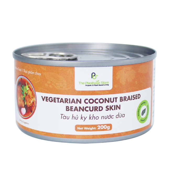 The Plantbase Store Canned Vegetarian Coconut Braised Beancurd Skin 200g (Case 12)