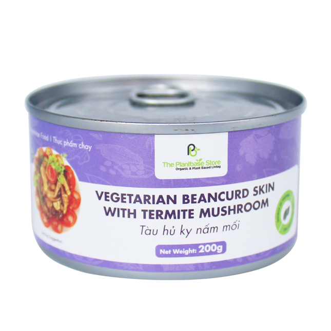 The Plantbase Store Canned Vegetarian Beancurd Skin With Termite Mushroom 200g (Case 12)