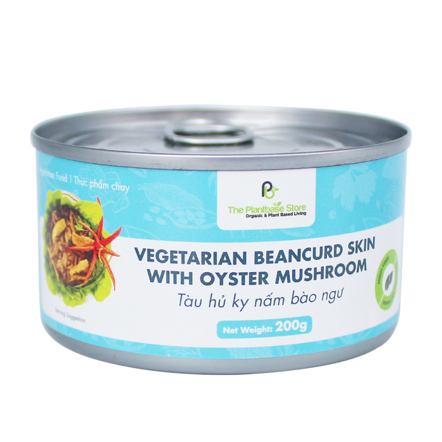 The Plantbase Store Canned Vegetarian Beancurd Skin With Oyster Mushroom 200g (Case 12)