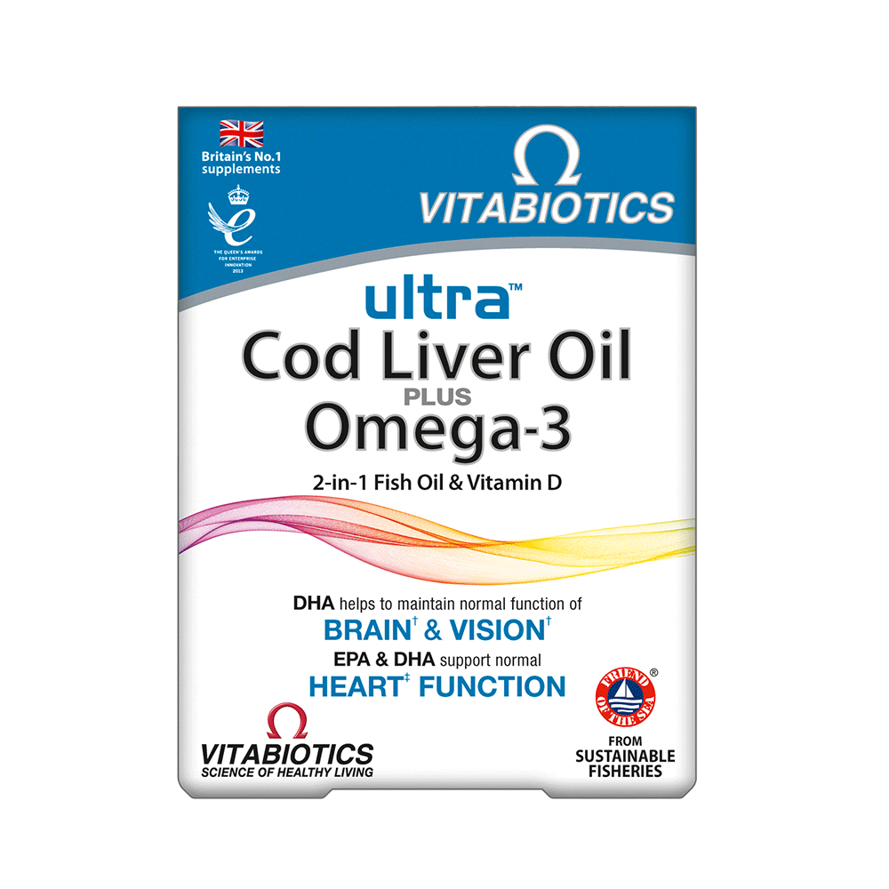 VITABIOTICS Ultra 2 in 1 Omega-3 & Cod Liver 60 Capsules (Case 4)