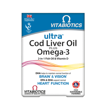 VITABIOTICS Ultra 2 in 1 Omega-3 & Cod Liver 60 Capsules (Case 4)