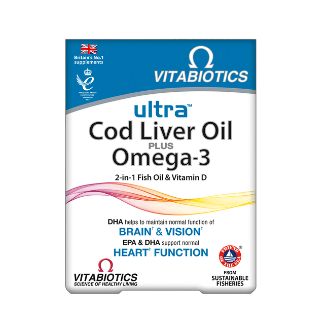 VITABIOTICS Ultra 2 in 1 Omega-3 & Cod Liver 60 Capsules (Case 4)