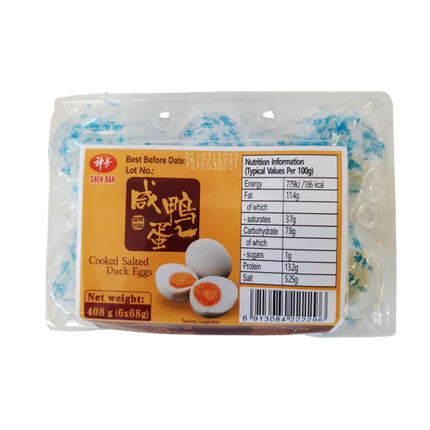 SHEN DAN Cooked Salted Duck Eggs 6x68g - Longdan Official