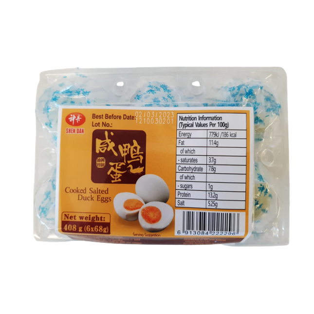 SHEN DAN Cooked Salted Duck Eggs 6x68g - Longdan Official
