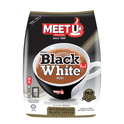 MEETU Black White Coffee 4in1 600g (Case 24)