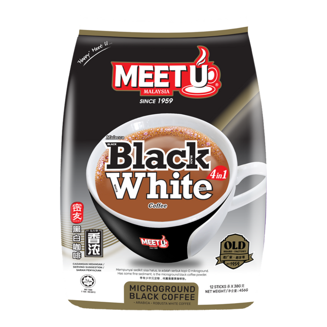 MEETU Black White Coffee 4in1 600g (Case 24)