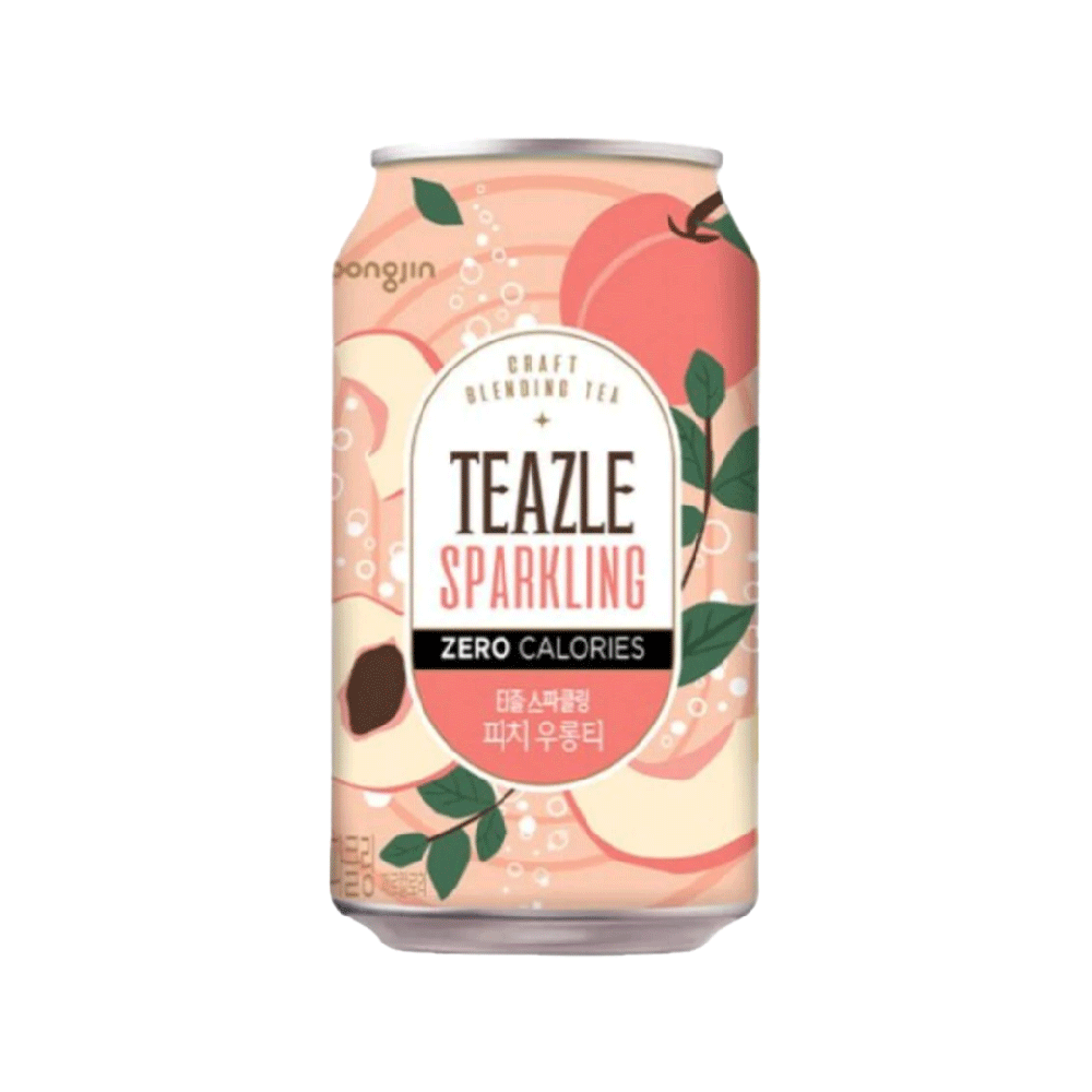 WOONG JIN Teazle Zero Sparkling Peach & Oolong Tea 340ml - Longdan Official