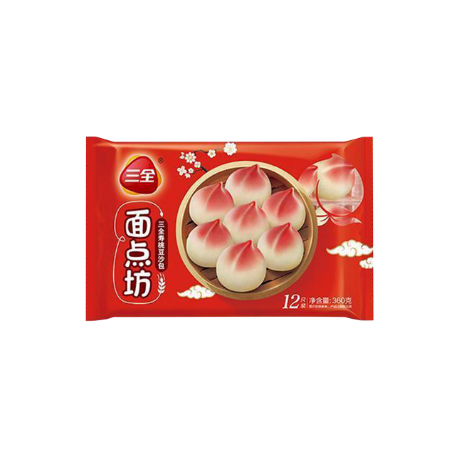 SAN QUAN Peachshaped Sweet Red Bean Paste Bun 360g (Frozen) - Longdan Official Online Store