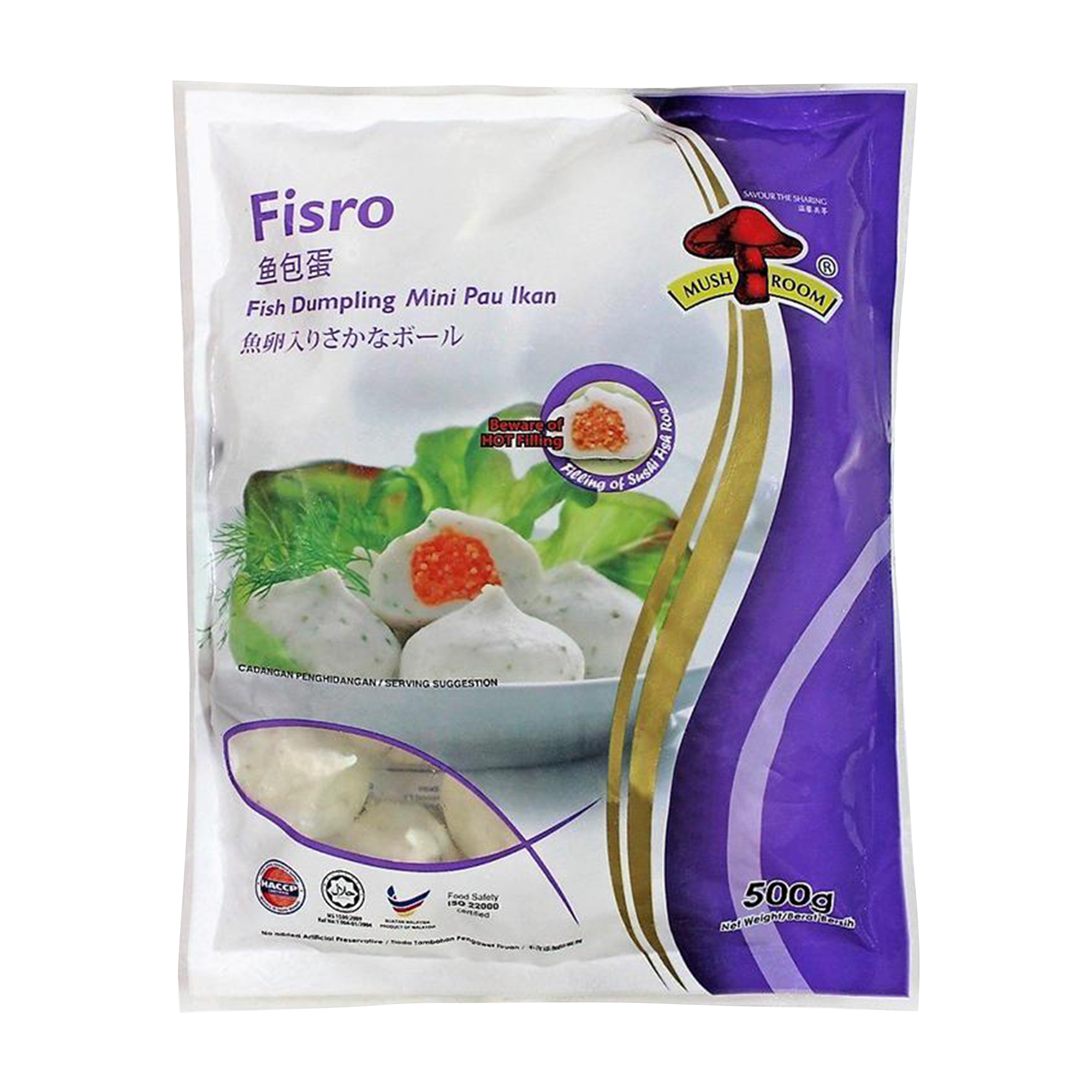 Fisro Mushroom & Fish Dumpling 500g (Frozen) - Longdan Online Supermarket
