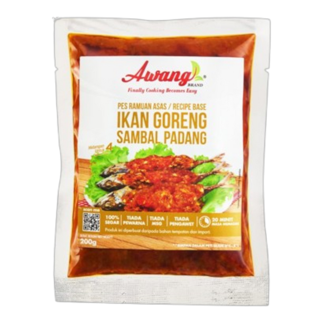 Awang Brand Padang Indo Fried Sambal Fish/Seafood Base Paste 200g (Case 24)