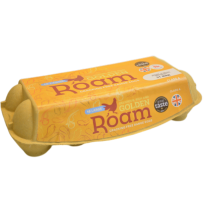 GOLDEN ROAM 10 Large Cracking Free Range Eggs (Case 12)