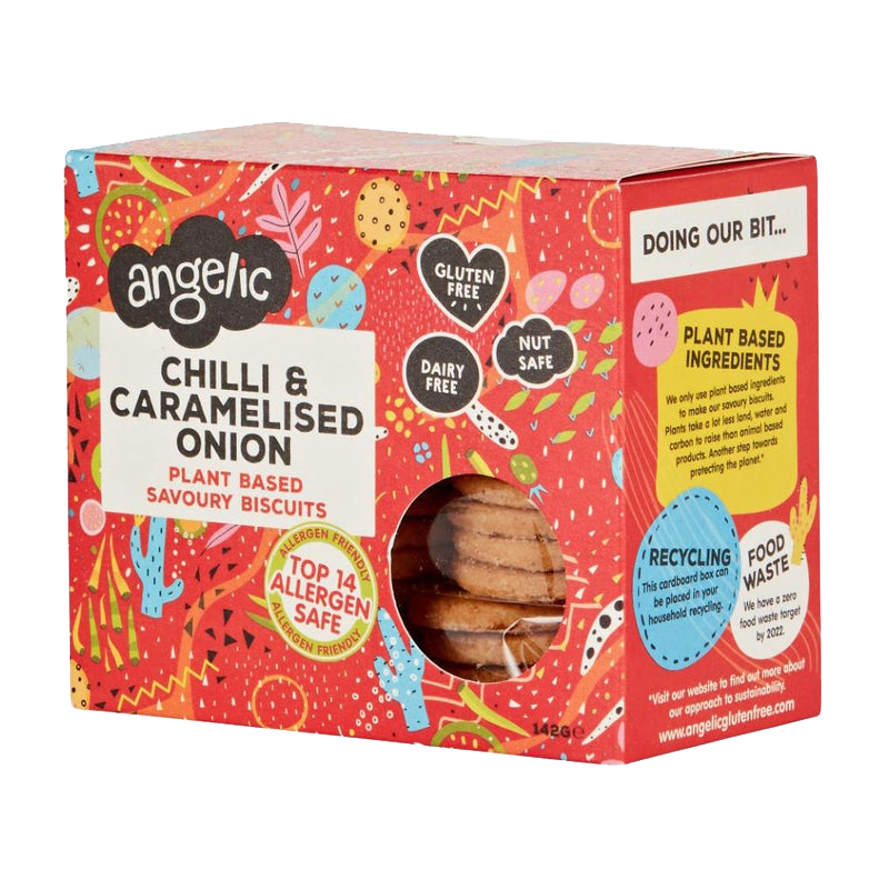 ANGELIC GLUTEN FREE Gluten Free Chilli & Caramelised Onion Savoury Biscuits 142g - Longdan Official