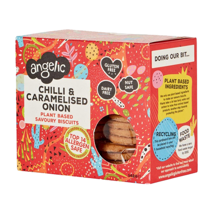 ANGELIC GLUTEN FREE Gluten Free Chilli & Caramelised Onion Savoury Biscuits 142g - Longdan Official