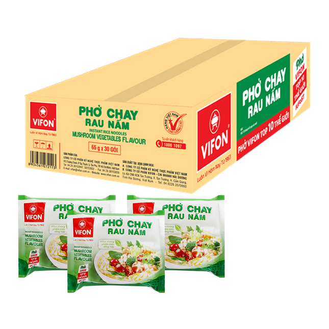 Vietnamese Style Instant Rice Noodles Mushroom Vegetables Flavor 65g (Case 30)