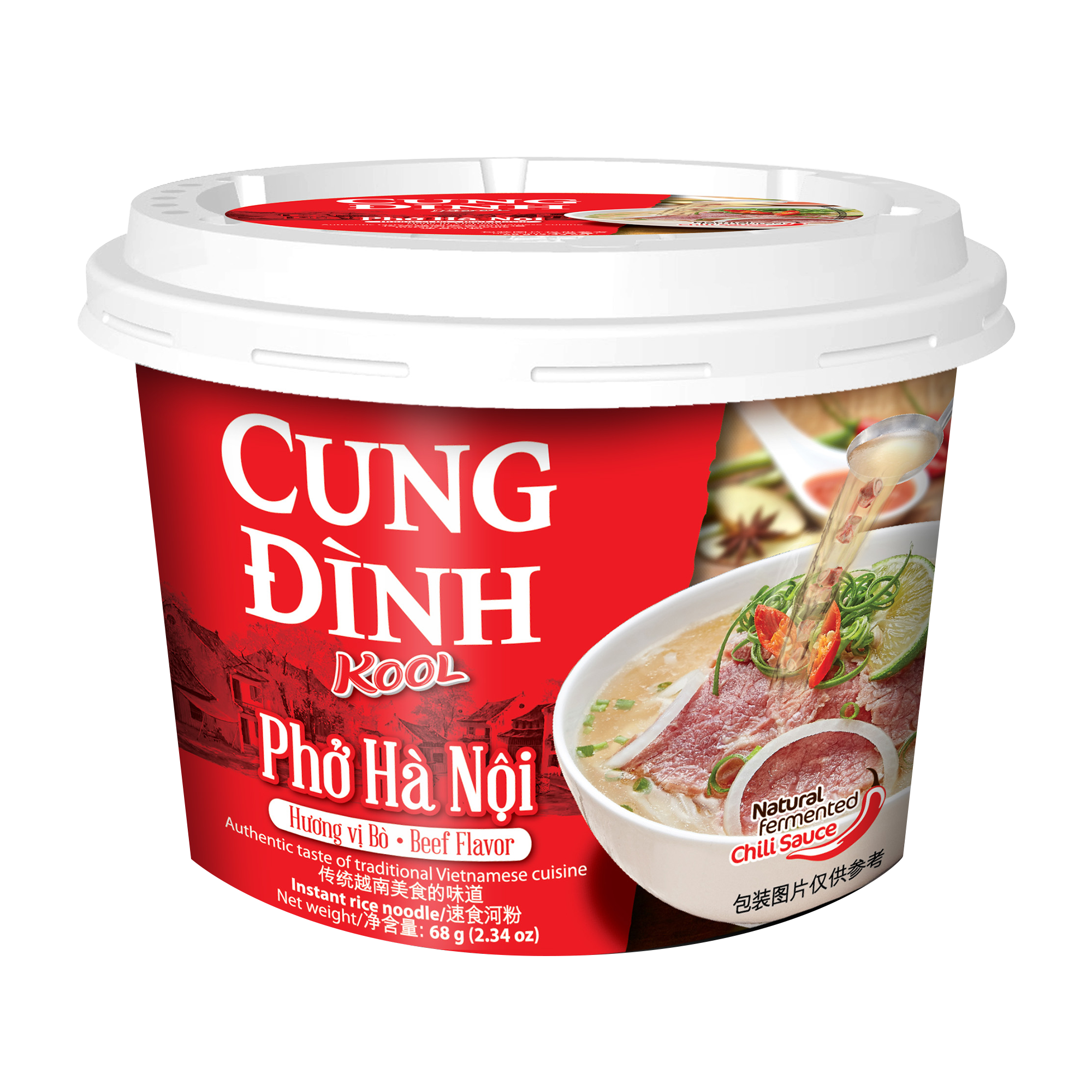 Cung Dinh Rice Noodle Beef Flavour Bowl 68g - Pho Bo - Longdan Online Supermarket
