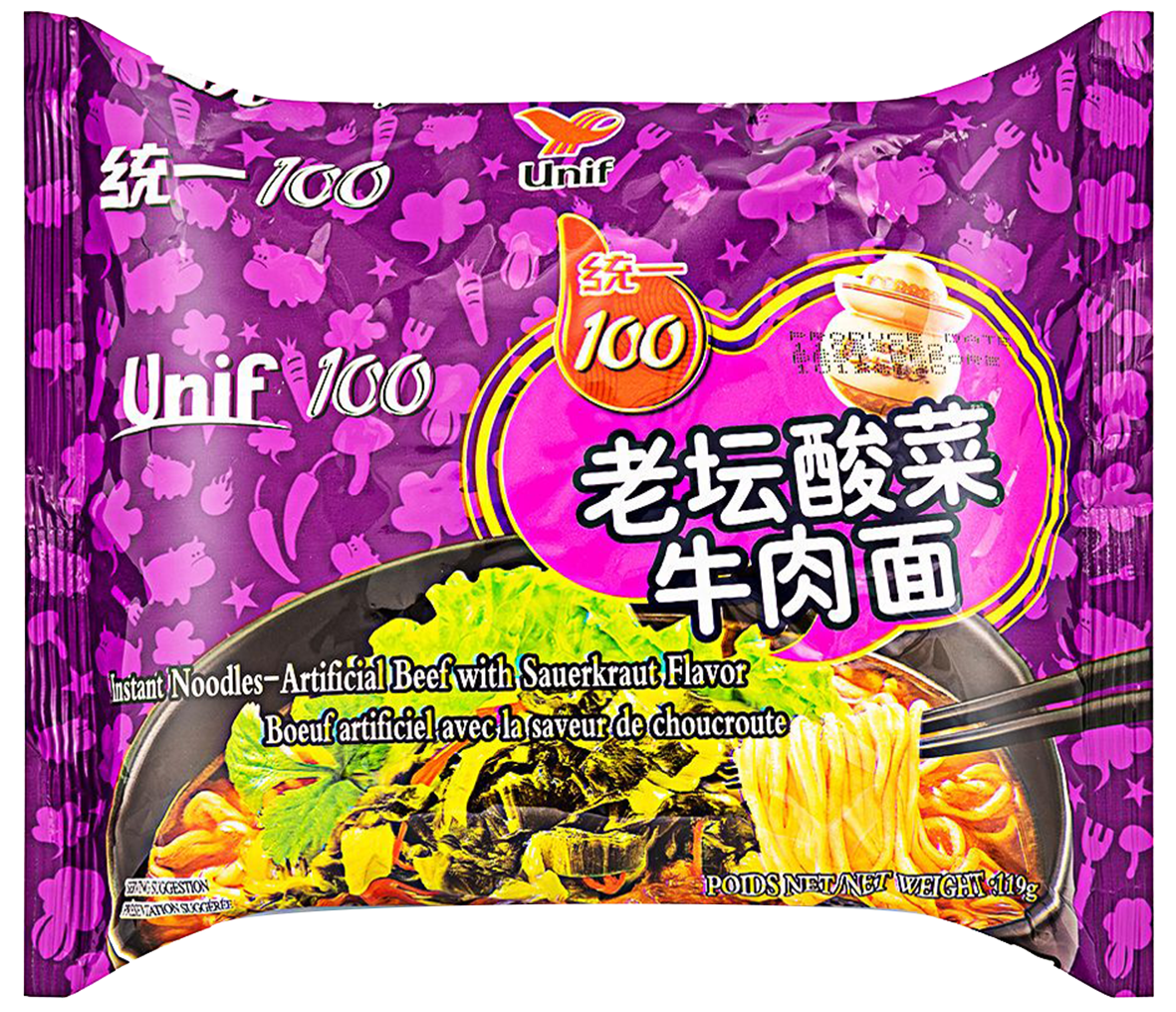 UNIF Noodles (Bag) Beef & Sauerkraut 119G - Longdan Official