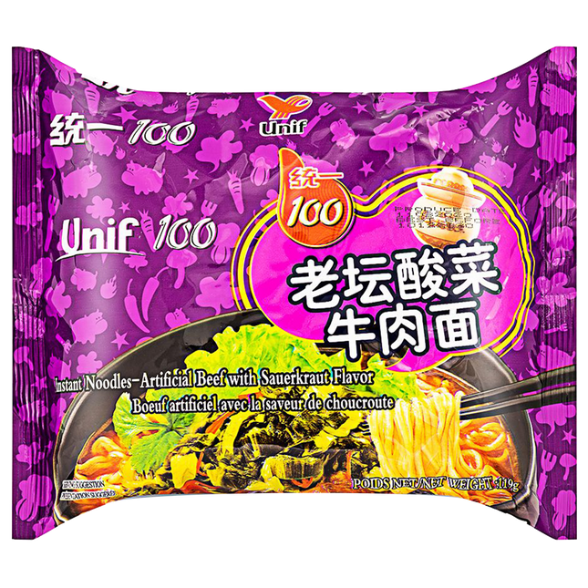 UNIF Noodles (Bag) Beef & Sauerkraut 119G - Longdan Official