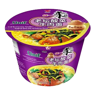UNIF Bowl Instant Noodles - Artificial Beef With Sauerkraut 125g - Longdan Official