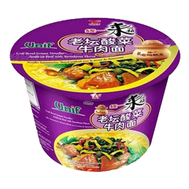 UNIF Bowl Instant Noodles - Artificial Beef With Sauerkraut 125g - Longdan Official