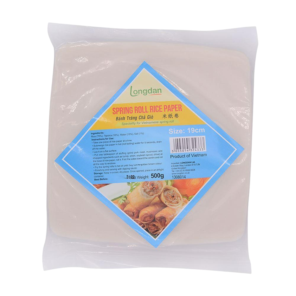 Longdan Spring Roll Rice Paper 19cm (square) 500g (Case 20)