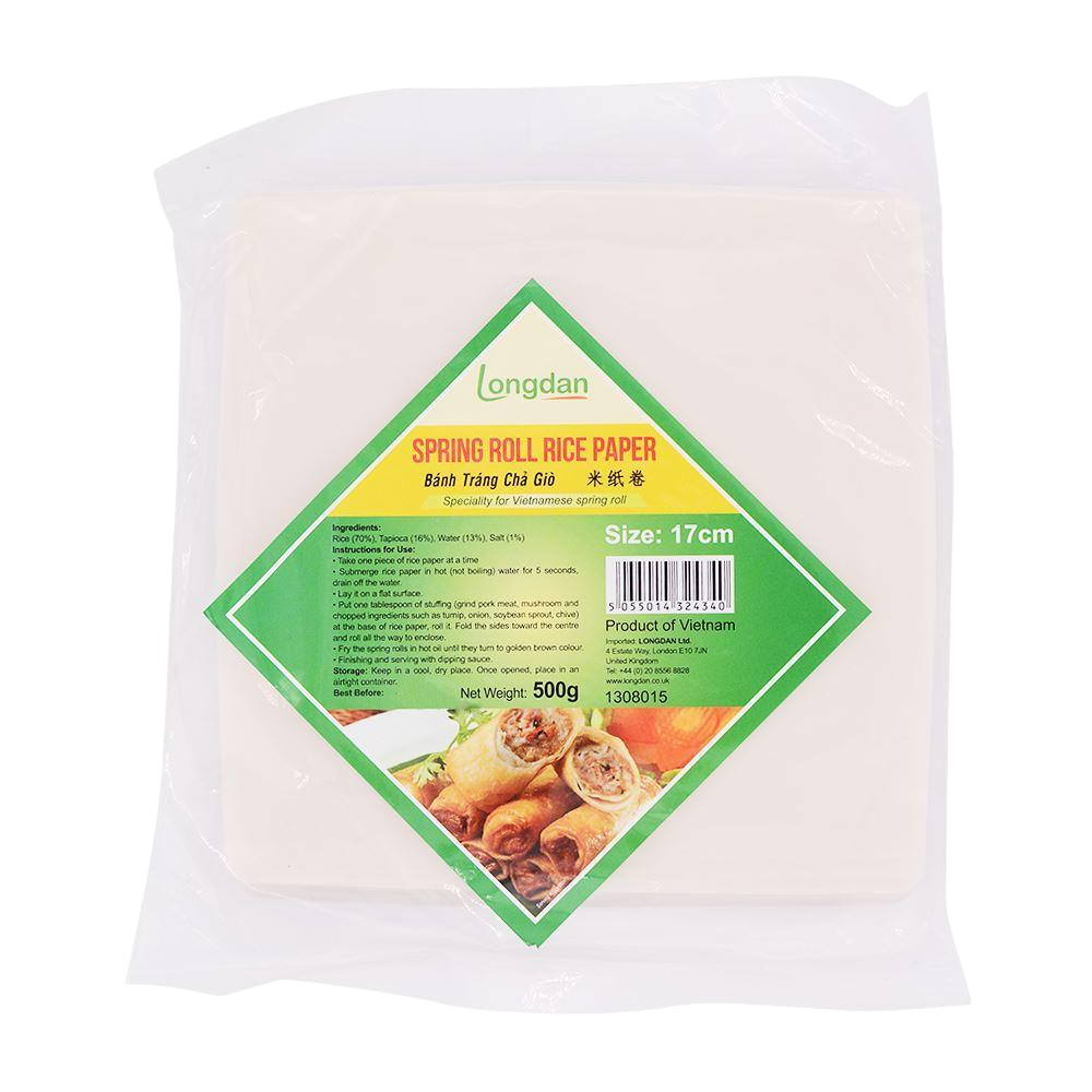 Longdan Spring Roll Rice Paper 17cm (Square) 500g (Case 20)