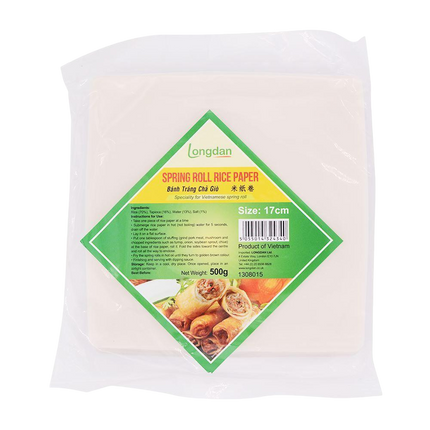 Longdan Spring Roll Rice Paper 17cm (Square) 500g (Case 20)