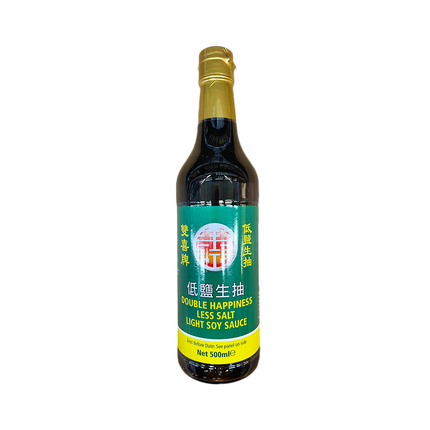 DOUBLE HAPPINESS Less Salt Light Soy Sauce 500ml - Longdan Official