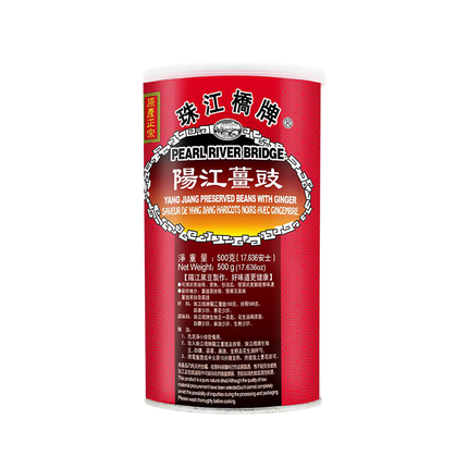 PEARL RIVER BRIDGE Yang Jiang Preserved Black Beans With Ginger 500g (Case 24)