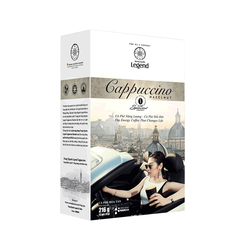 Trung Nguyen Legend Cappuccino Hazelnut Instant Coffee 216g (Case 12)
