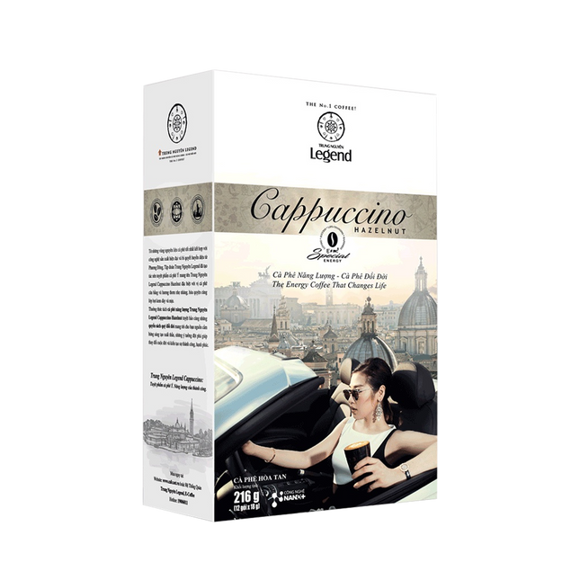 Trung Nguyen Legend Cappuccino Hazelnut Instant Coffee 216g (Case 12)