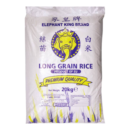 Elephant King EU Long Grain Rice Premium 20kg - Longdan Online Supermarket
