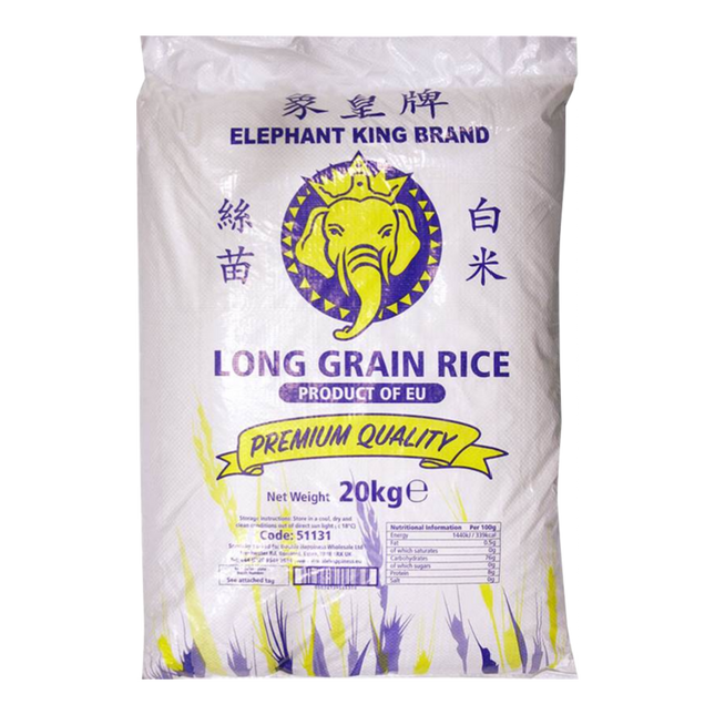 Elephant King EU Long Grain Rice Premium 20kg - Longdan Online Supermarket