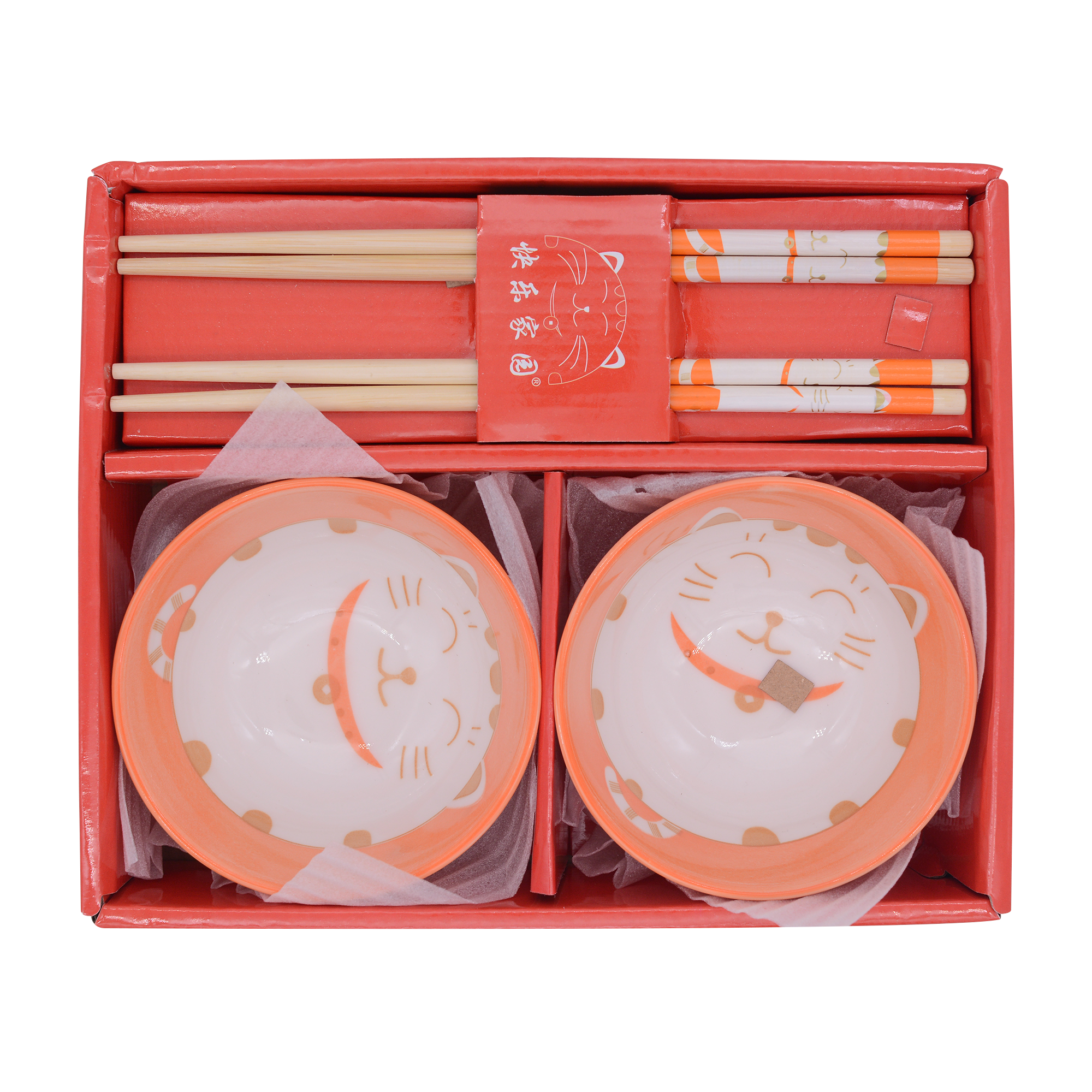 Fortune Cat Bowl and Chopstick 2 Set - Longdan Online Supermarket