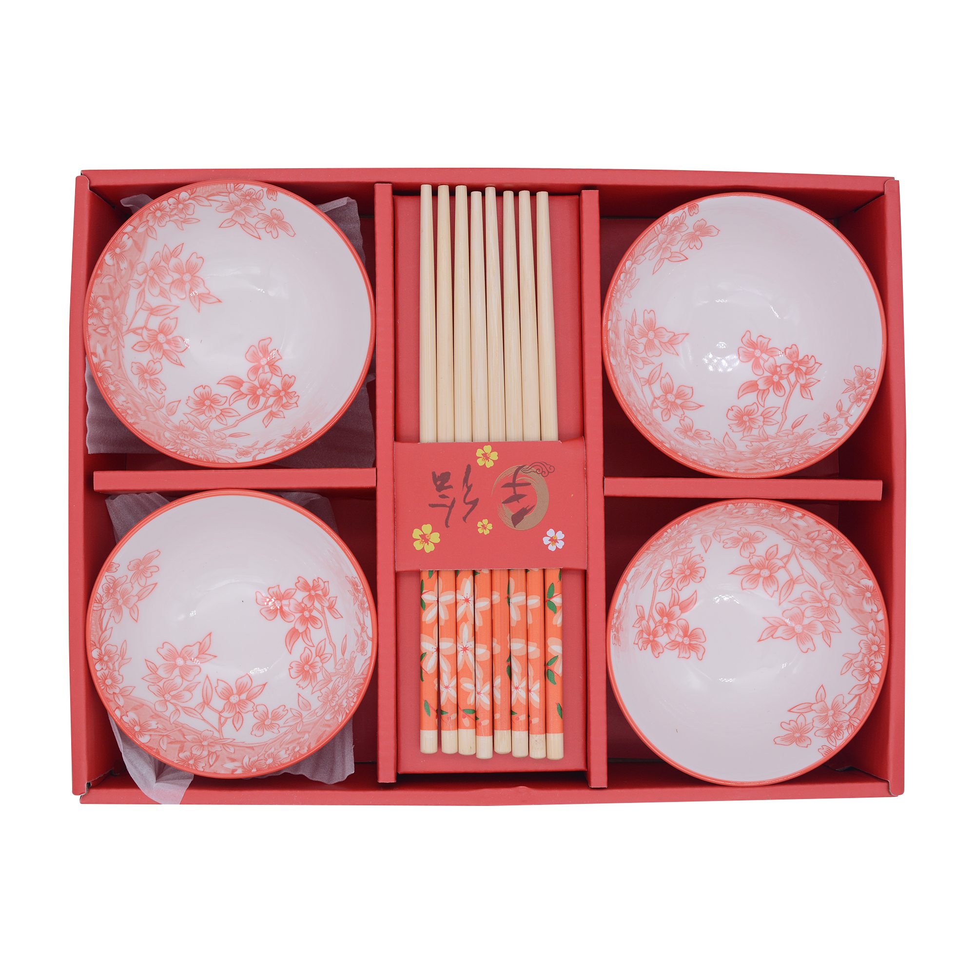 Hand-drawn Bowl and Chopstick 4 Set - Longdan Online Supermarket