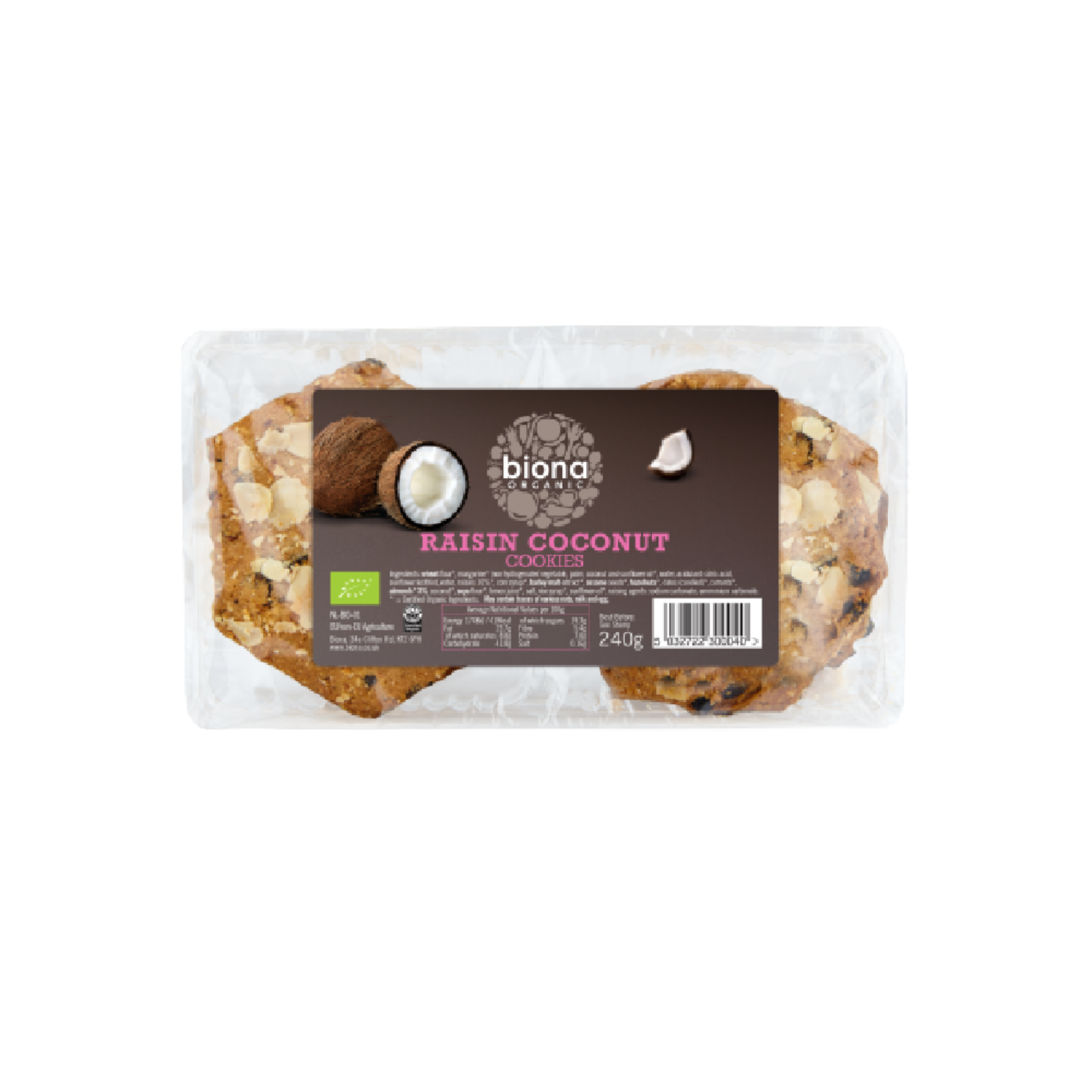 BIONA ORG Raisin & Coconut Cookies 240g (Case 6)