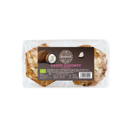 BIONA ORG Raisin & Coconut Cookies 240g (Case 6)