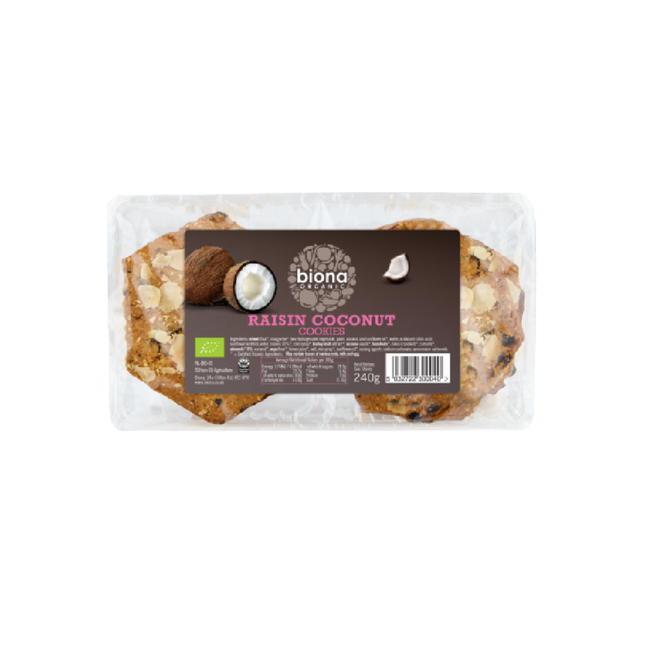 BIONA ORG Raisin & Coconut Cookies 240g (Case 6)