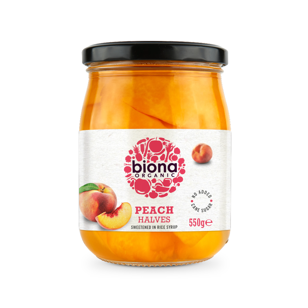 BIONA Organic Peach Halves In Rice Syrup 550g - Longdan Online Supermarket