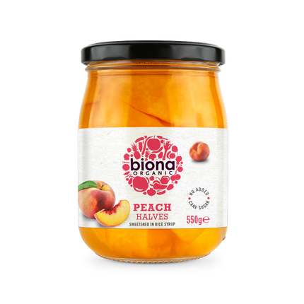 BIONA Organic Peach Halves In Rice Syrup 550g - Longdan Online Supermarket