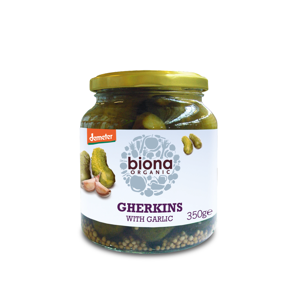 BIONA Organic Gherkins w/ Garlic Demeter 350g - Longdan Online Supermarket